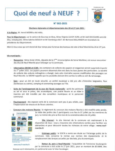 quoi de neuf à neuf 2 - 2021