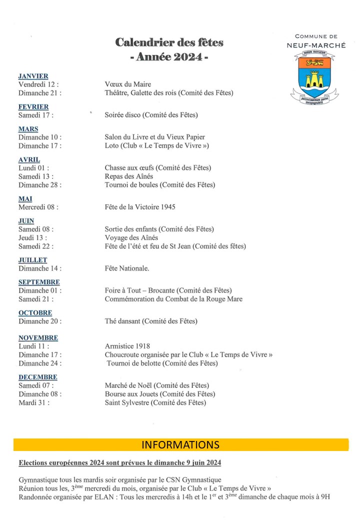 LISTE DES MANIFESTATIONS 2024